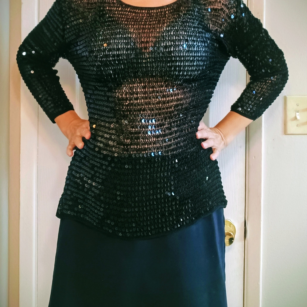 Black Sequin Women's Top
